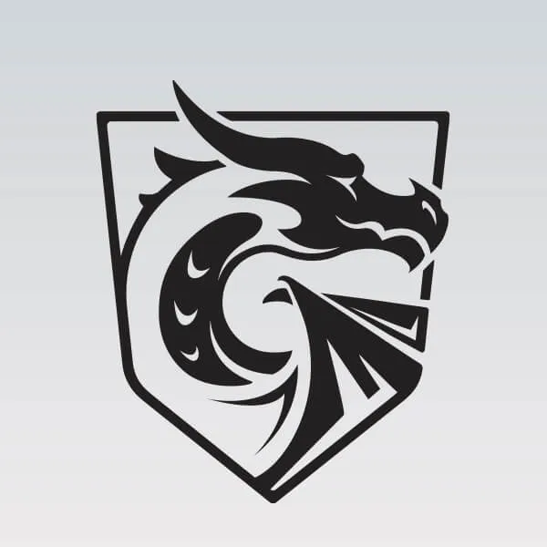 DigiPen Dragons Logo in a grey scale