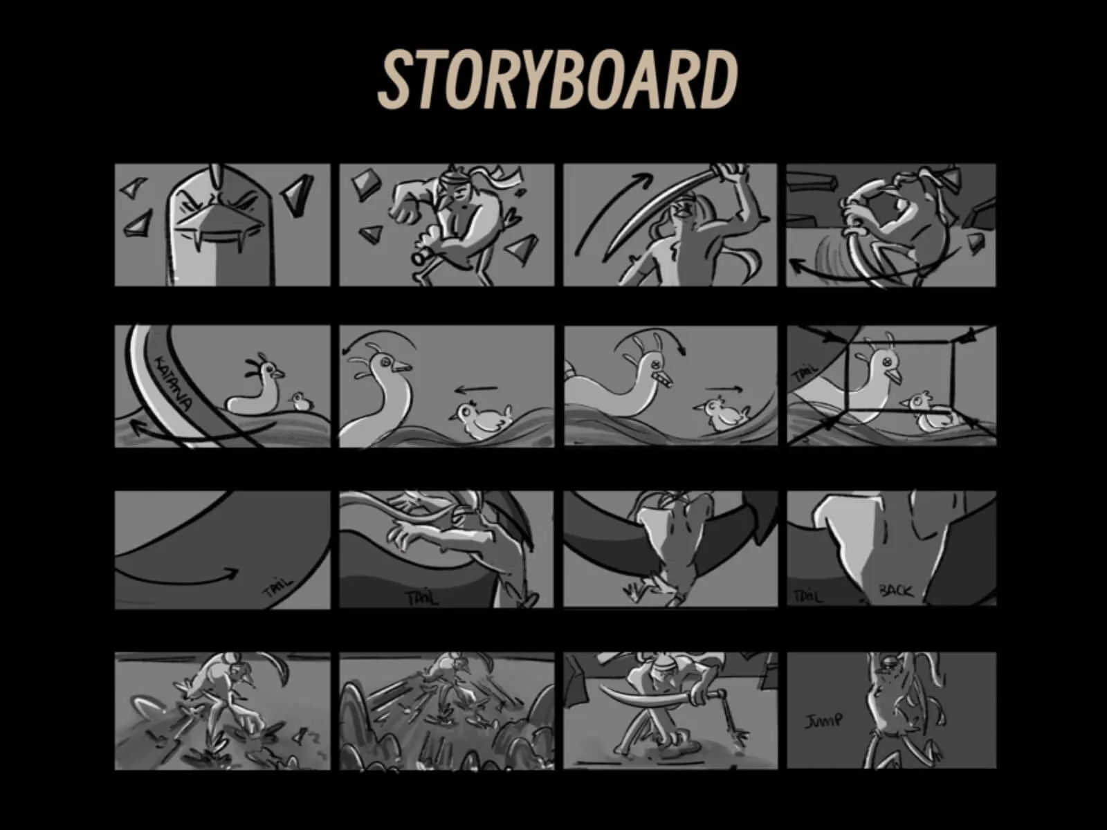 Storyboard sequence for the animation.