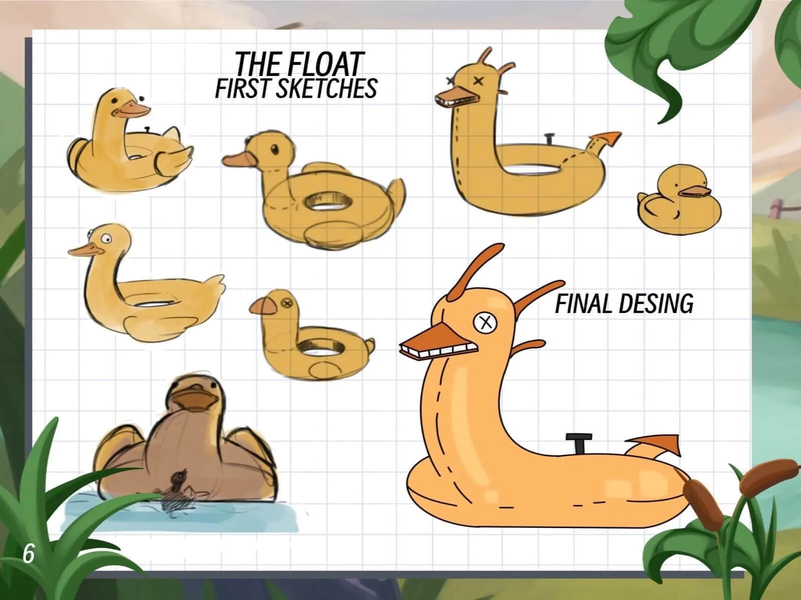 Duck head variations and final design of inflatable duck.