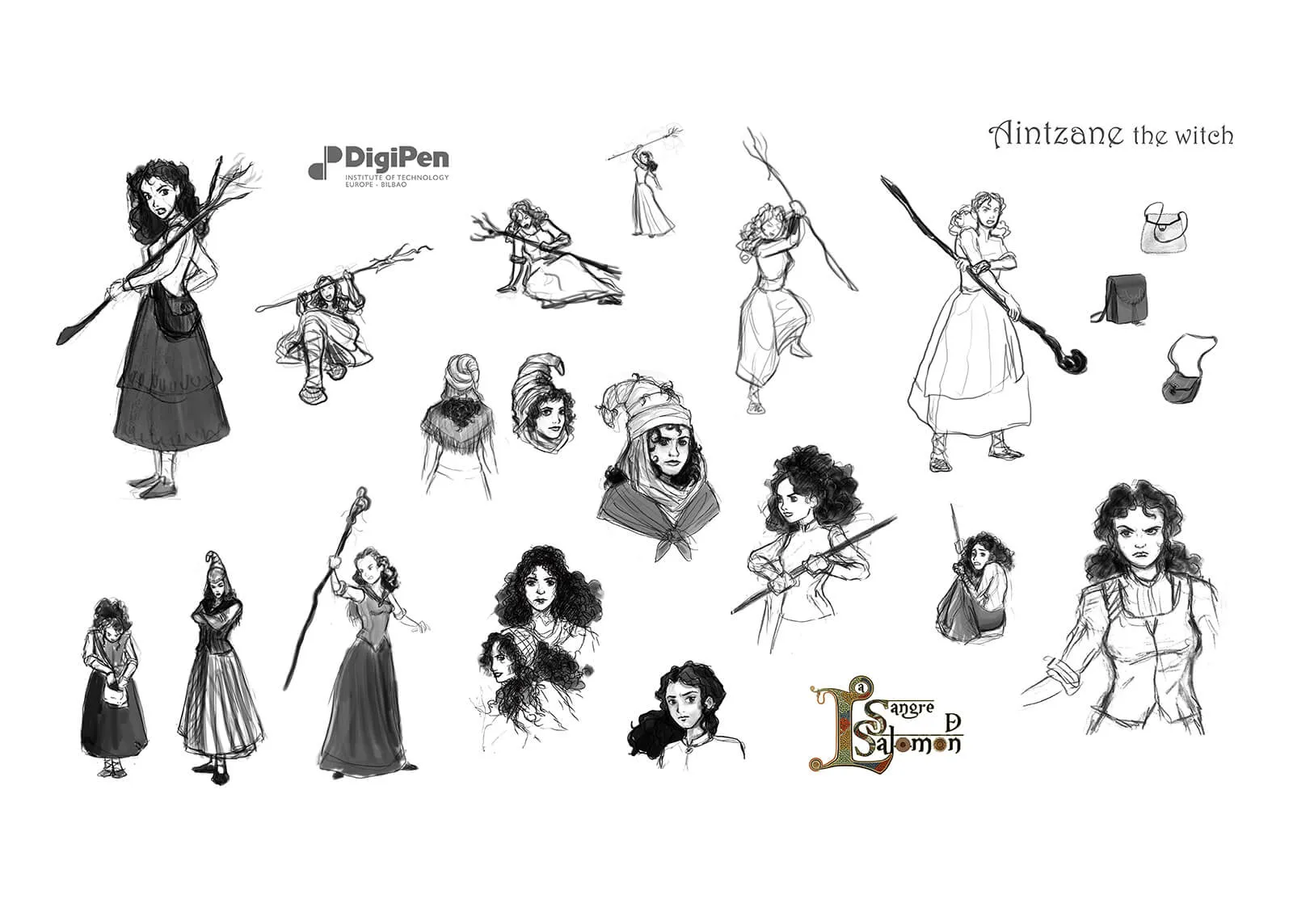  Dibujos conceptuales de Aintzane, la bruja, de la película La Sangre de Salomon