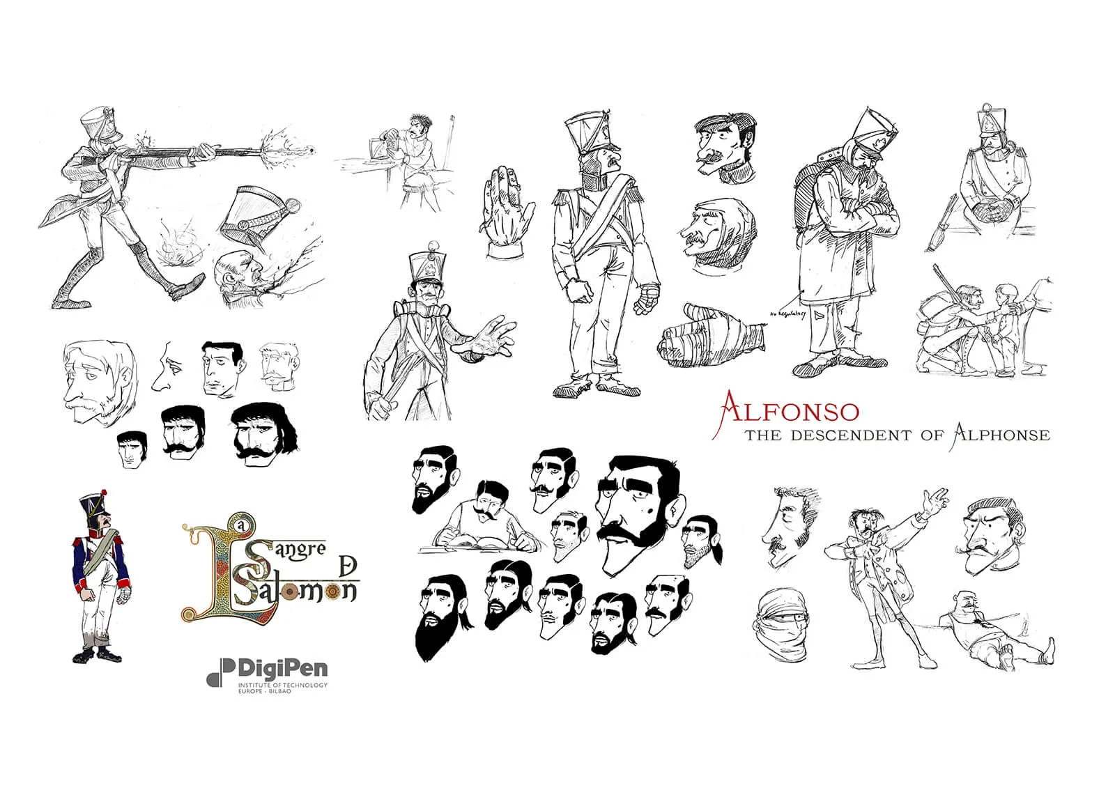 Dibujos conceptuales de Alfonso, el descendiente de Alfonso, de la película La Sangre de Salomon