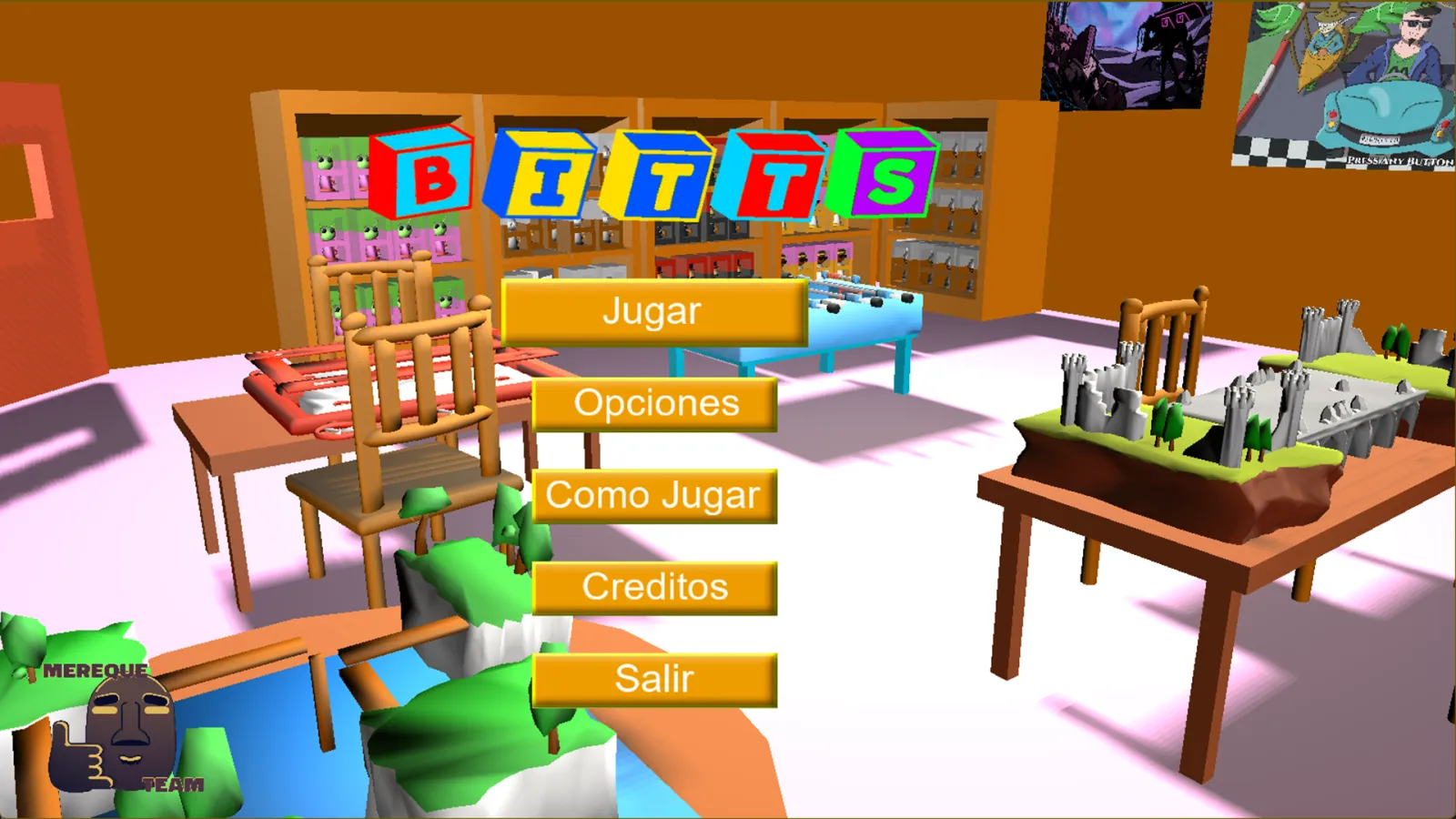 Main menu screen with different game tables