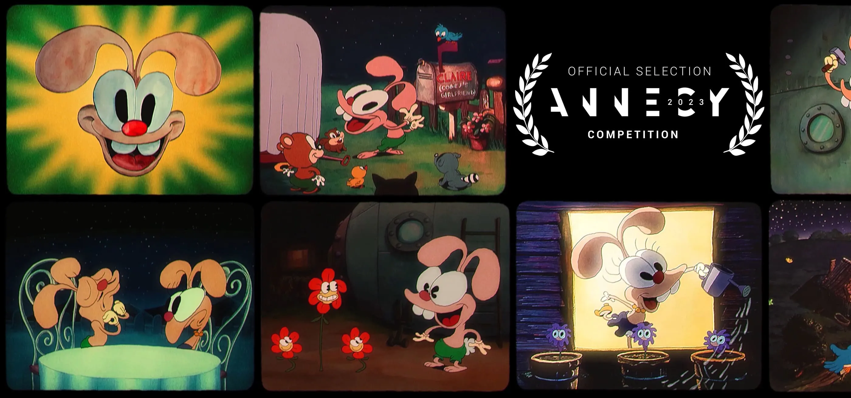 A compose banner with Conej Steps Out shortfilm’s images