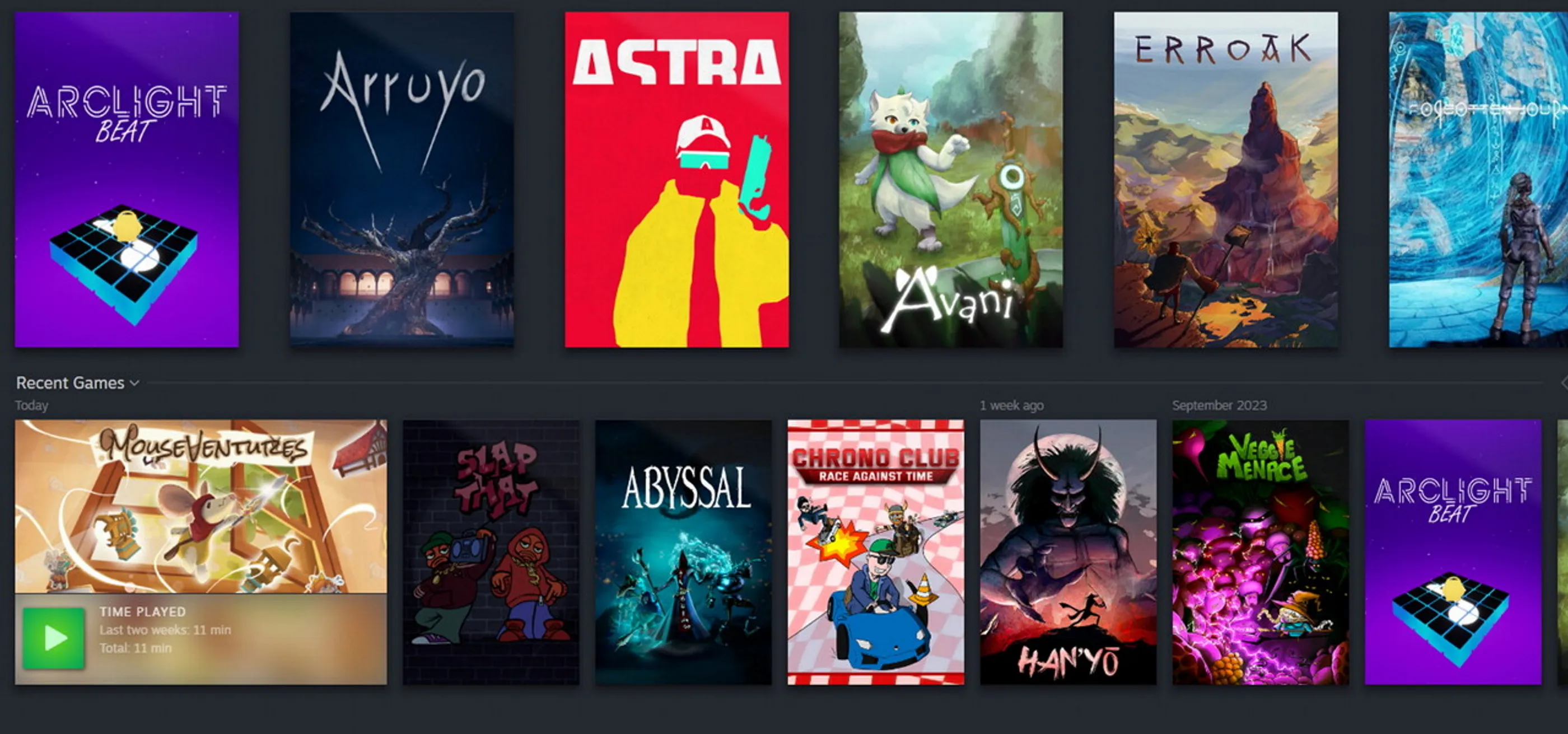 Screenshot displaying the covers of a dozen games from the DigiPen Europe-Bilbao Steam library.