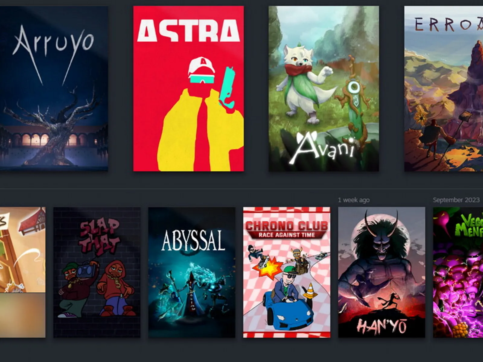 Captura de pantalla que muestra las portadas de una docena de juegos de la biblioteca de Steam de DigiPen Europe-Bilbao.