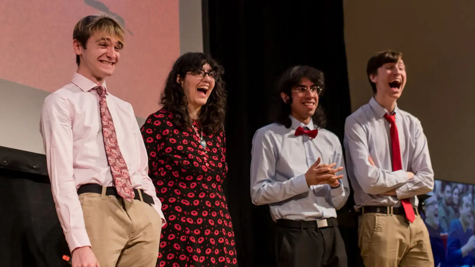 Pablo Rio, aitor Olano, Bruno Santoro and Leyre Zapata, the Chuminadas Animadas team in a festival.