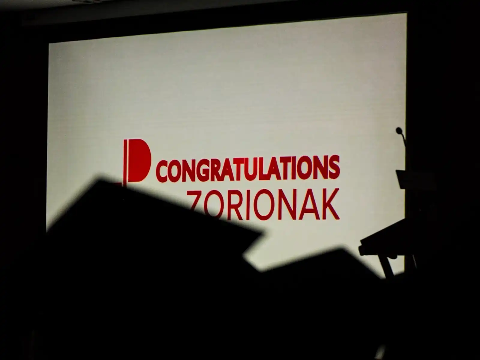 Presentation video from the ceremony, shows greetings message